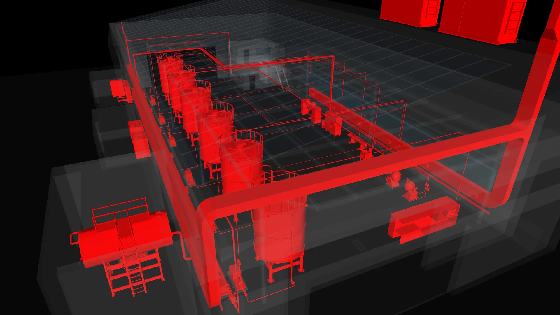 Sphere 3D model showing all piping systems