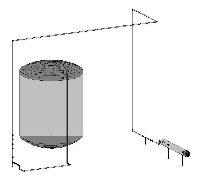 Pipe stress model before maximum temperature loads are applied