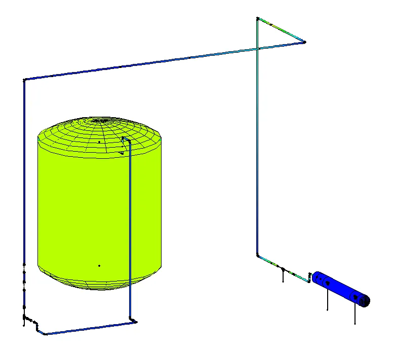 Pipe stress model after maximum temperature loads are applied