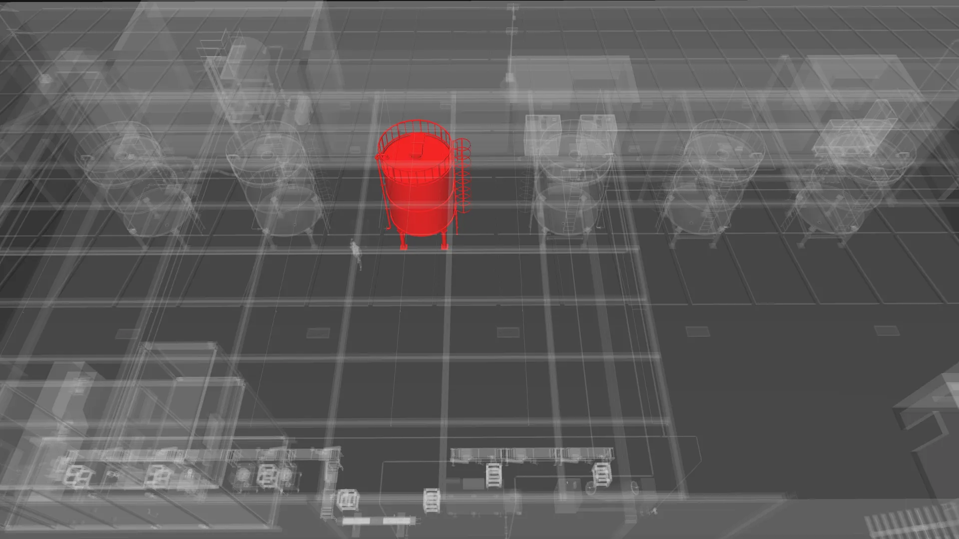 Sphere model highlighting tank 3 and its connections