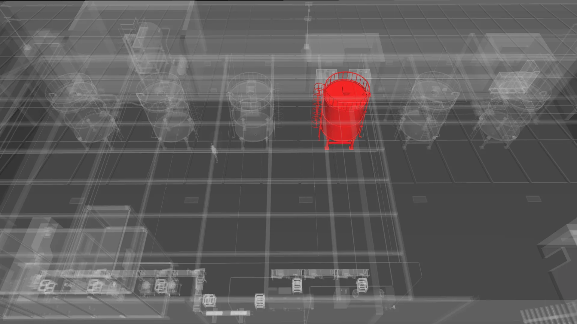 Sphere model highlighting tank 4 and its connections