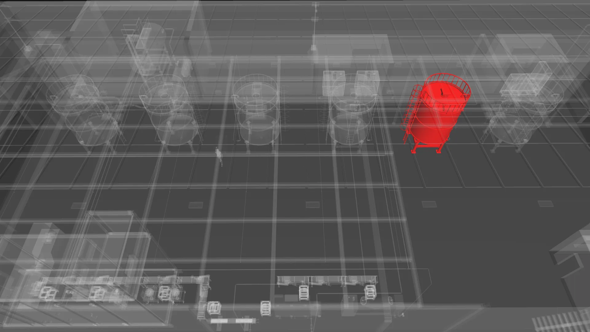 Sphere model highlighting tank 5 and its connections