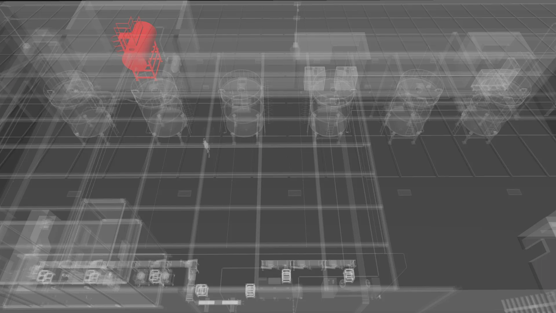 Sphere model highlighting tank 7 and its connections