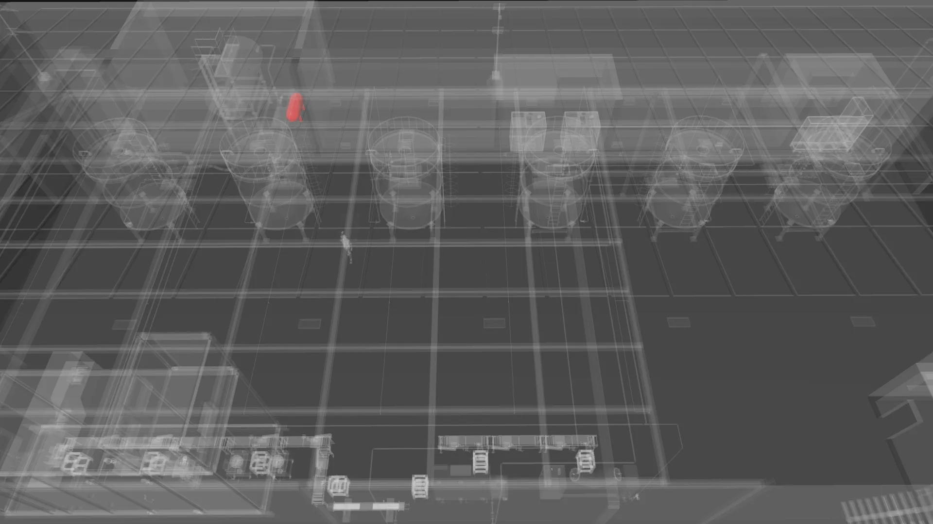 Sphere model highlighting tank 8 and its connections